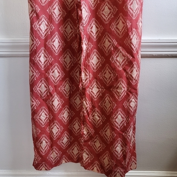 New Zara The Jami V-Neck Open Back Wide Leg Terracotta Print Jumpsuit NWT Small - Picture 11 of 15